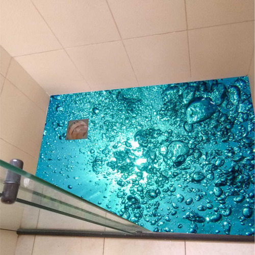 Adesivo Para Piso Banheiro, Laminado Piscina Azul 160x130