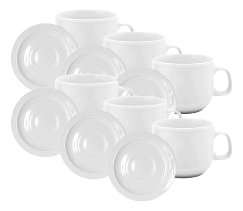 X6 Taza Café C/plato Línea Távola, Porcelana Verbano