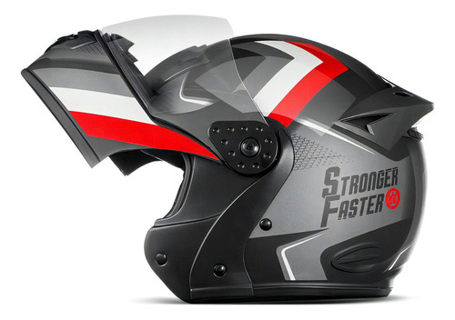 Capacete Integral Robocop Stronger Faster Gladiator Etceter Cor Cinza/Vermelho Tamanho do capacete 62