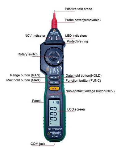 Multimetro Digital Tester Detector Voltaje Mastech Ms8212a (Usado)
