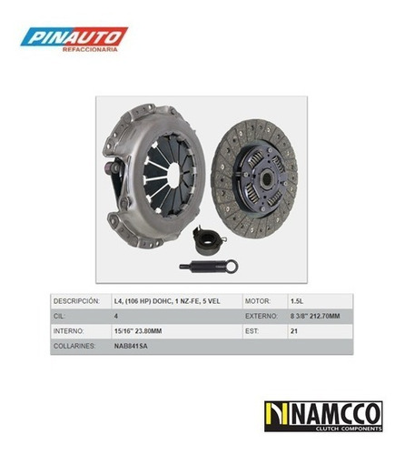 Kit De Clutch Toyota Corolla 4 Cil 1.8l 2009-2010-2011