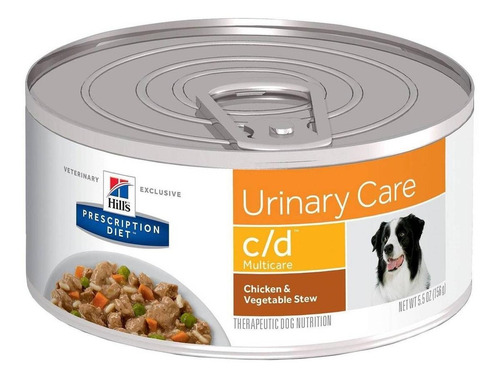 Alimento Hill's Prescription Diet Urinary Care c/d Multicare para cão senior todos os tamanhos sabor frango e vegetais em lata de 5.5oz