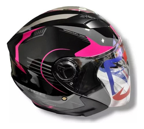 Casco Semi Integral Edge Jaguar Thunder Rosado Doble Visor