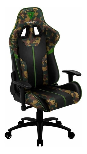 Cadeira de escritório ThunderX3 BC3 CAMO gamer ergonômica  military com estofado de couro sintético