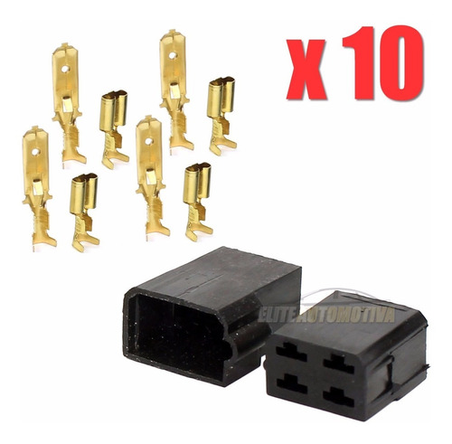 Kit Conector 2 E 4 Vias Automotivo Macho Fêmea 20 Unidades