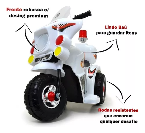 Mini Moto Motinha Infantil Elétrica 6v Frente e Ré Branca