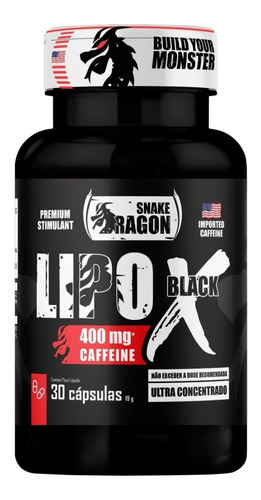 Lipo X Black Cafeína Ultra Concentrada 30 Capsulas Sabor Sem Sabor