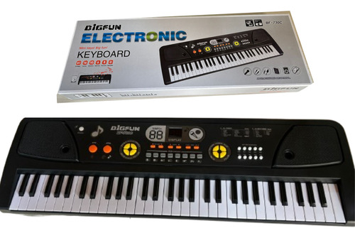 Teclado Eletrônico Infantil 61 Teclas Com Microfone Bigfun Cor Preto