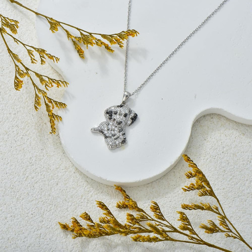 Collar Dálmata Plata 925 Con Colgante Ajustable Para Perro