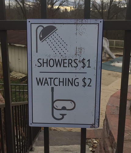 Pool Showers 1 Watching 2 Funny Pool Sign 12 X 8 Tin Out