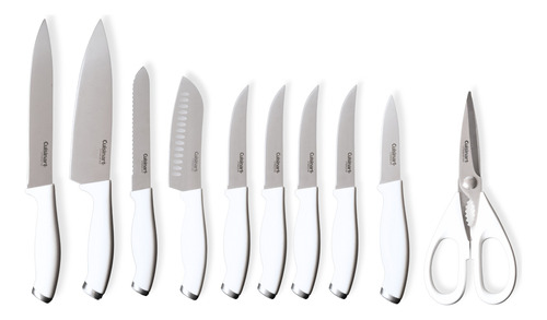 Juego De Cuchillos Profesionales Blanco Acero Inox. 10 Pzs Blanco