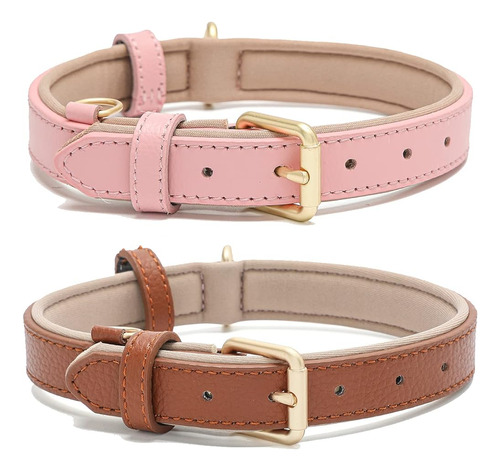 Linkfun 2 Pack Collar De Cuero Para Perros Pequeños, Mediano