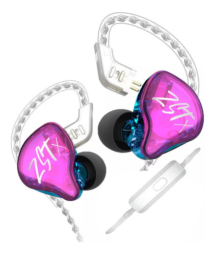 Auriculares in-ear gamer KZ ZST X with mic púrpura