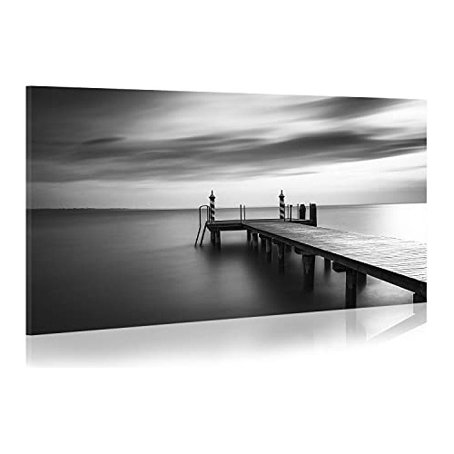 Cuadro De Lienzo Imagen De Un Muelle Blanco Y Negro Un ...