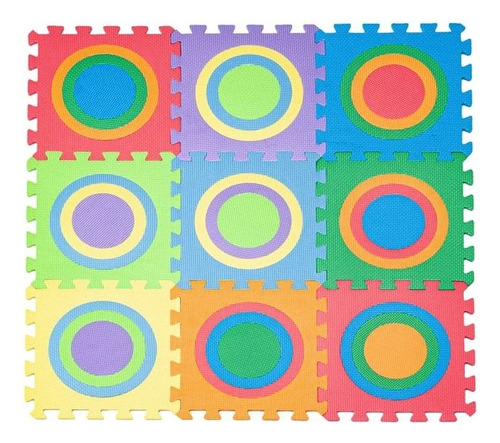 Piso De Goma Eva 30x30 Vs Motivos Dinos Animal Circulo Forma Color Multicolor Encastrable