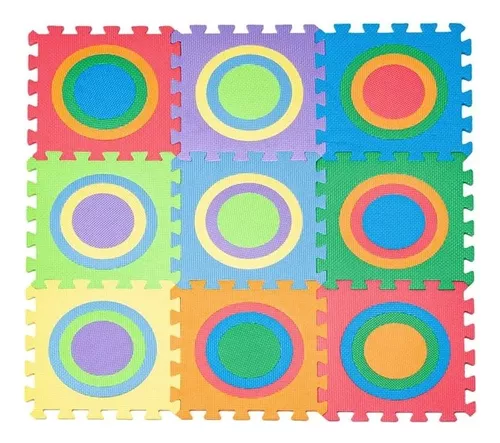 Alfombra multicolor Goma Eva Puzzle Animales 90 x 90cm