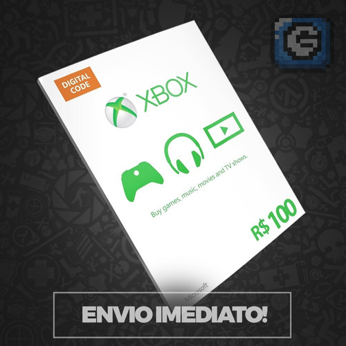  Cartão Presente Microsoft Points Xbox Brasil R$ 100 Reais