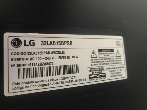 Tv LG 32lk615bpsb- Display Quebrado