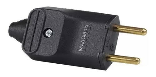 Plug Macho Preto 2pinos 20a Com Prensa Cabo Reto