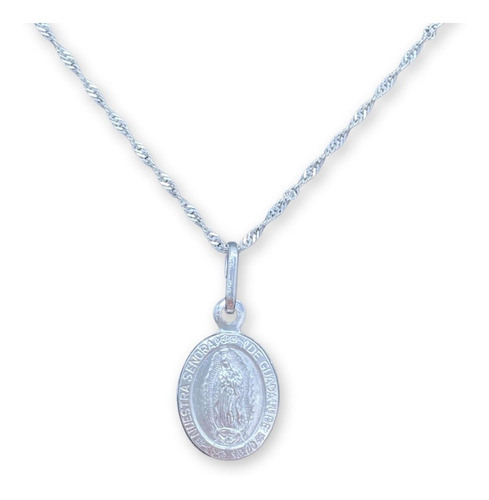 Collar Dije Virgen De Guadalupe Medalla  Plata 925 +caja