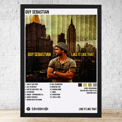 Cuadro Guy Sebastian Like It Like That 30x40 Cm C275 Negro Clasico