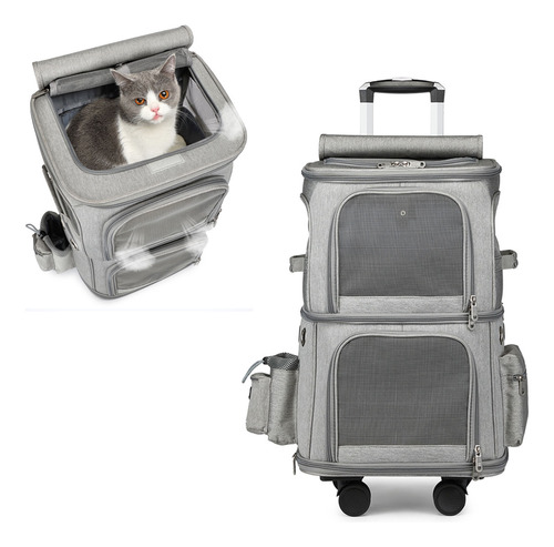 Carrito Plegable Para Gatos Con Doble Compartimento Para Mas