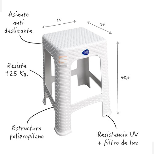 Banquito Banco Banqueta Reforzado Ratan Voss2000 Calidad X4