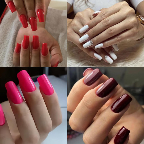360 Uñas Cuadradas A Presión, Medianas, De Cobertura Complet