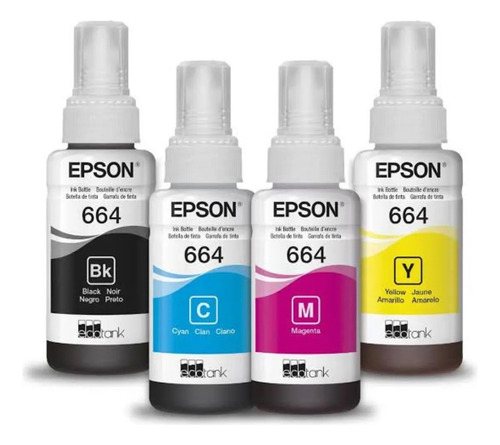Kit 4 Tintas Original 664 P/ L355 L365 L375 L395 L495 Refil