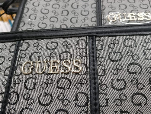 Guess Neceser Originales Importados De Usa Gris Claro Estampado