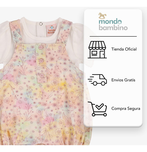 Conjunto Overol Con Playera Y Gorro De Bebé Mondo Bambino Multicolor 12 M