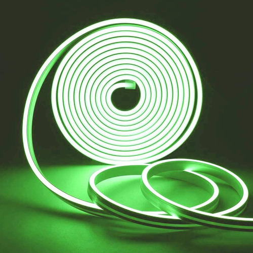 Tiras De Led Neón Luz Flexible Unicolor 5 Metros Cortar 12v Verde