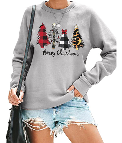 Sudadera Manga Larga Navidad Para Mujer Diseño Arbol