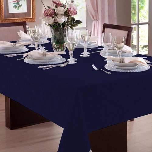 Toalha De Mesa Quadrada Jacquard Admirare 8 Lugares Cor Safira