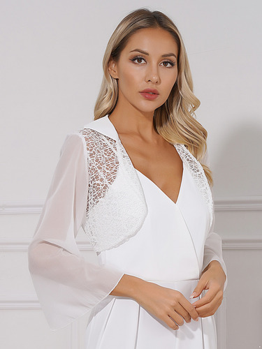 Cárdigan #m -xl Elegante De Encaje Corto Con Parte Delantera