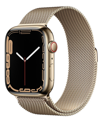 Apple Watch Series 7 (GPS + Cellular, 45mm) - Caixa de aço inoxidável dourada - Pulseira estilo milanês ouro