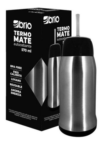 Termomate Autocebante Brio 570m Inox Bombilla Plastico Oy Color Plateado