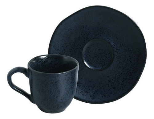 Conjunto Com 6 Xícaras De Café Com Pires Orgânico Night Blue Porto Brasil Avant Garde Cor Azul 120 mL
