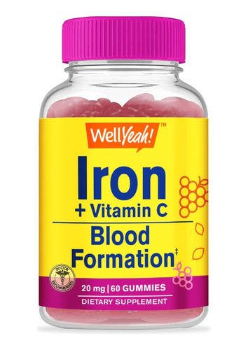 Wellyeah | Iron With Vitamin C | 20mg | 60 Gummies