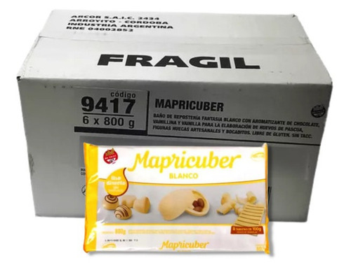 Chocolate Mapricuber 6 X 800 Grs ArcorNo Requiere Templado 