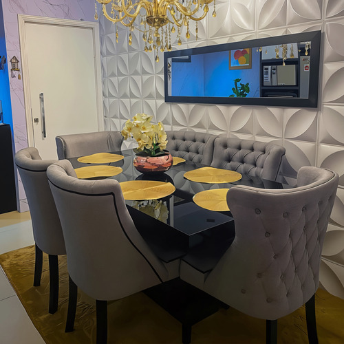 Conjunto Mesa Jantar 1,90 X 0,90 C/ 6 Poltronas Com Braço