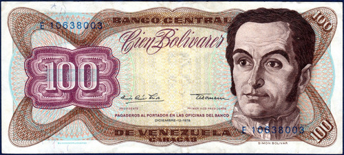 Billete De 100 Bolívares E8 Diciembre 12 1978 Simón Bolívar