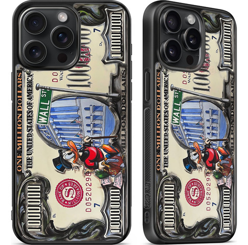 Funda Dolar Billete Tio Rico Mc Pato Wall Street Dinero Negro Iphone 16 Pro