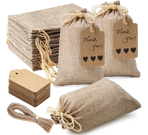 Homum 25pcs Premium Burlap Bolsas De Regalo Con Cordón Y 25p