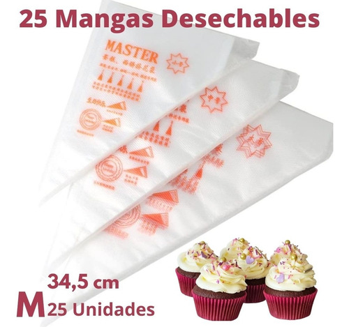 Mangas Pasteleras Desechables 25 Pzas Tamaño M Repostería 