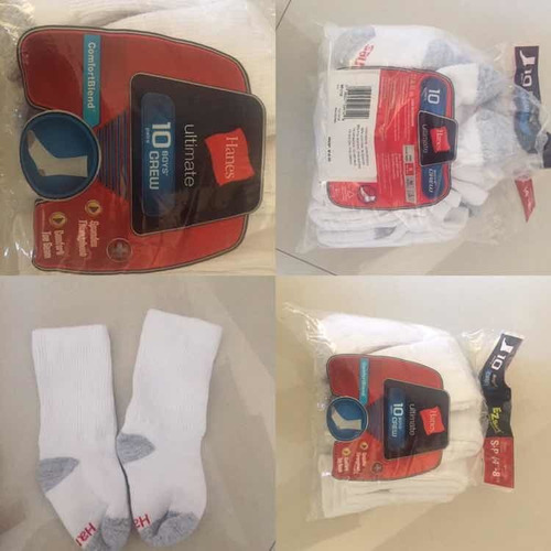 Medias Hanes 10 Pares Talla S Niño Zapato (4-1/2 - 8-1/2)