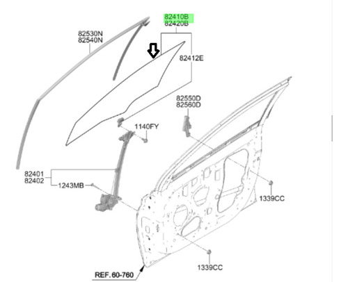 Vidrio Puerta Delantera Izq Original Hyundai I20 2021 2024