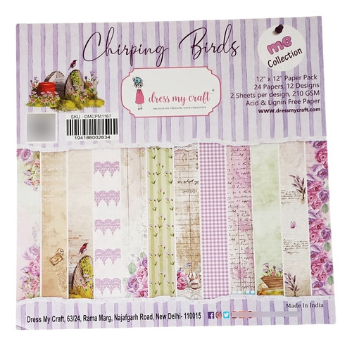 Papel Para Scrapbook Chirping Birds. Dress My Craft.