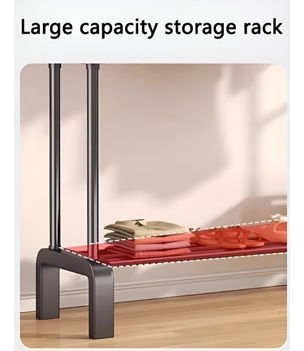 Perchero Ropa De Pie Barral Zapatero 150x110cm 35kg Metal Negro