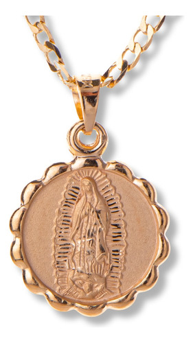 Collar Cadena Medalla Dije Virgen Guadalupe Oro 14k